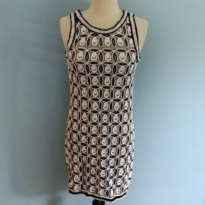 Harper Shift Dress Ribbon Black White Sleeveless S